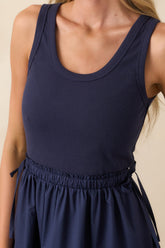 Always The Right Time Navy Cotton Sleeveless Midi Dress